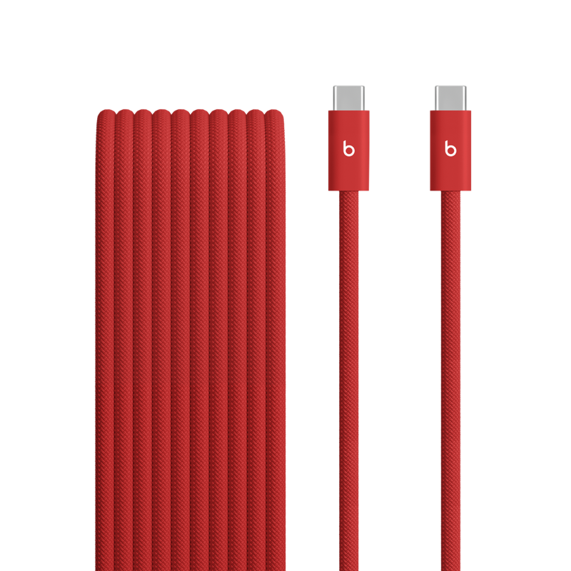 Beats USB-C to USB-C braided charge cable in Rapid Red